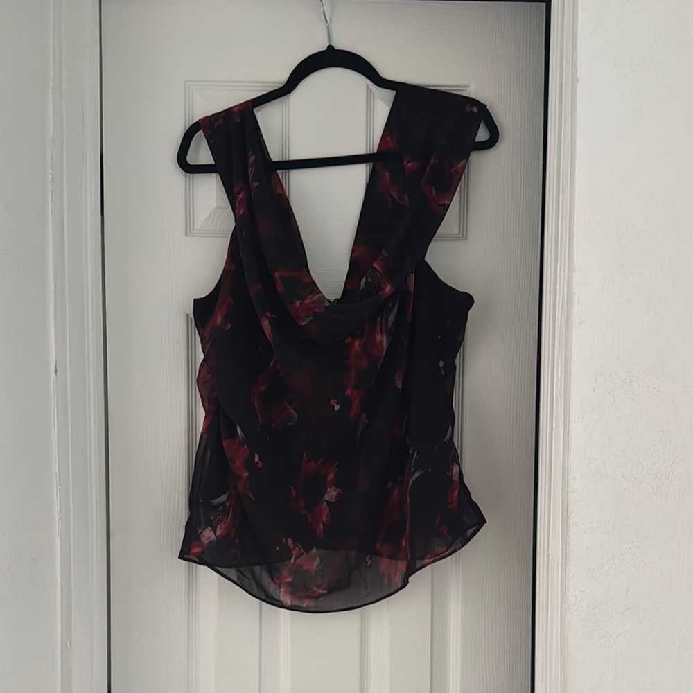 Elegant Black and Red Floral Women's Top